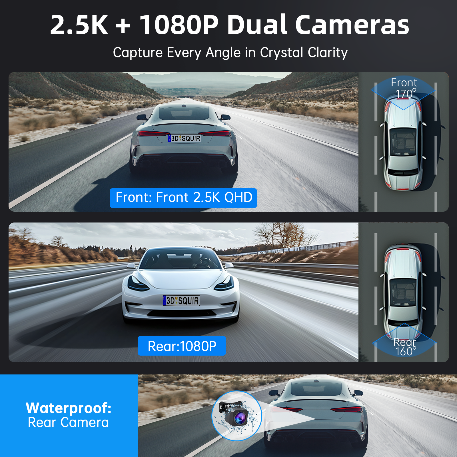 FFN Dual Dash Cam 2.5K Front & 1080P Rear with Night Vision photo 4