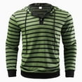 thumbnail image 4 of Men's Striped Pullover Hoodies Button Up Long Sleeve Drawstring Casual Hooded Sweatshirts Sports Color Block Shirts, 4 of 6