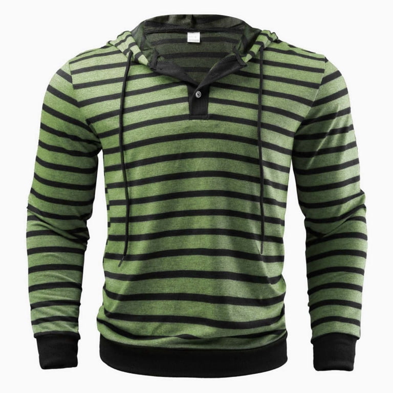 Zylanna Men's Striped Hoodie Shirt, Casual Breathable Long Sleeve