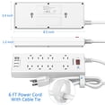 thumbnail image 7 of ONDOG Power Strip Surge Protector with 8-Outlet 4 USB Port ,6FT extension cord, 7 of 7
