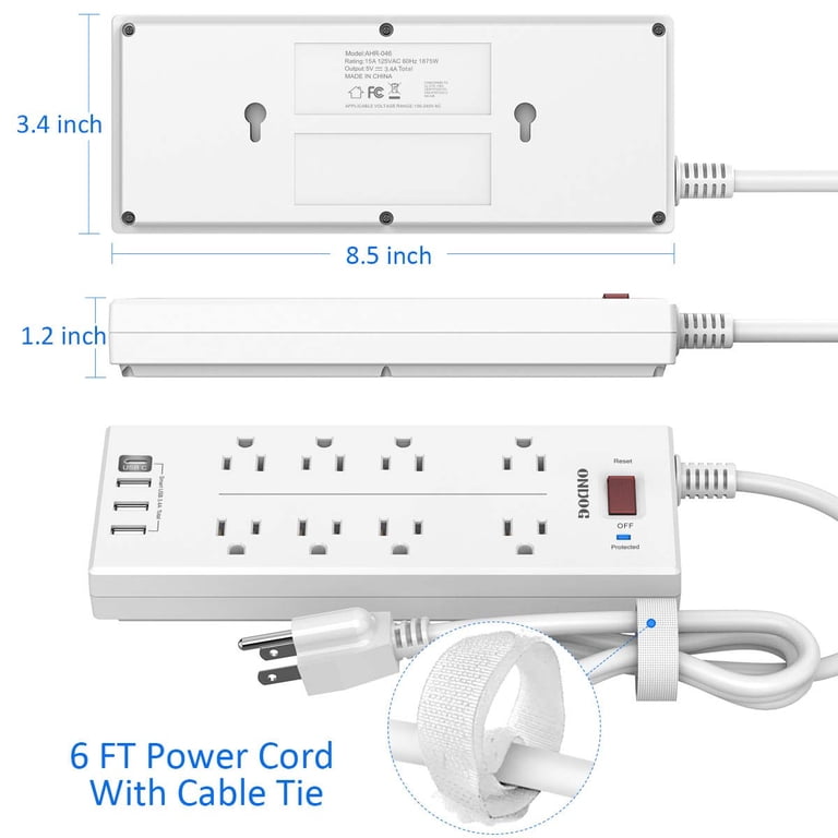 ONDOG Power Strip with 8 Outlets and 4 USB Ports photo 7