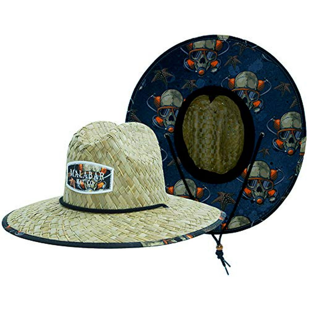 Kc Republic Diver Sun Hat, Men's Straw Hat with Fabric Pattern Print