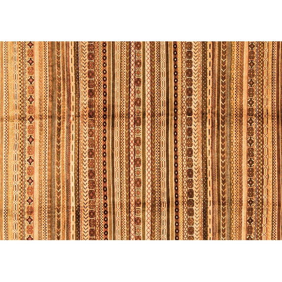Ahgly Company Indoor Rectangle Abstract Orange Modern Area Rugs, 2' x 5'
