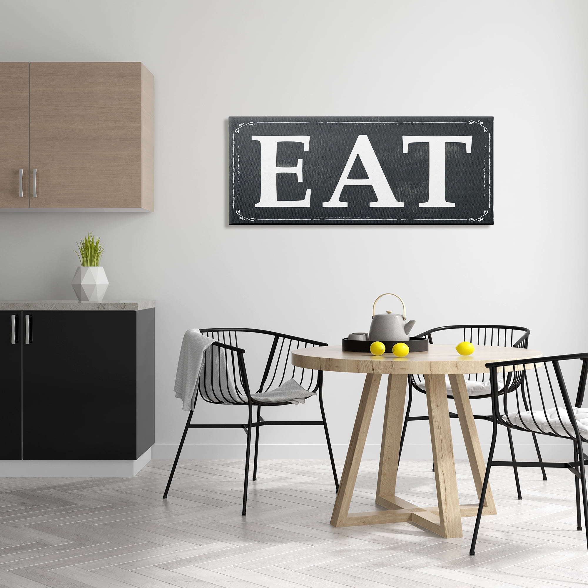 Stupell Industries EAT Black and White, 20 x 48,Design by ND Art