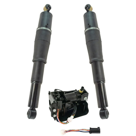 TRQ Rear Air Suspension Shock Absorber Compressor Pump Kit 3pc for Yukon Tahoe PAA80097