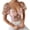 Pink, variant on Women'S Floral Embroidered Puff Sleeve Tops Slim Fit Corset Crop Top Bustier Tank Top T-Shirts Pink M
