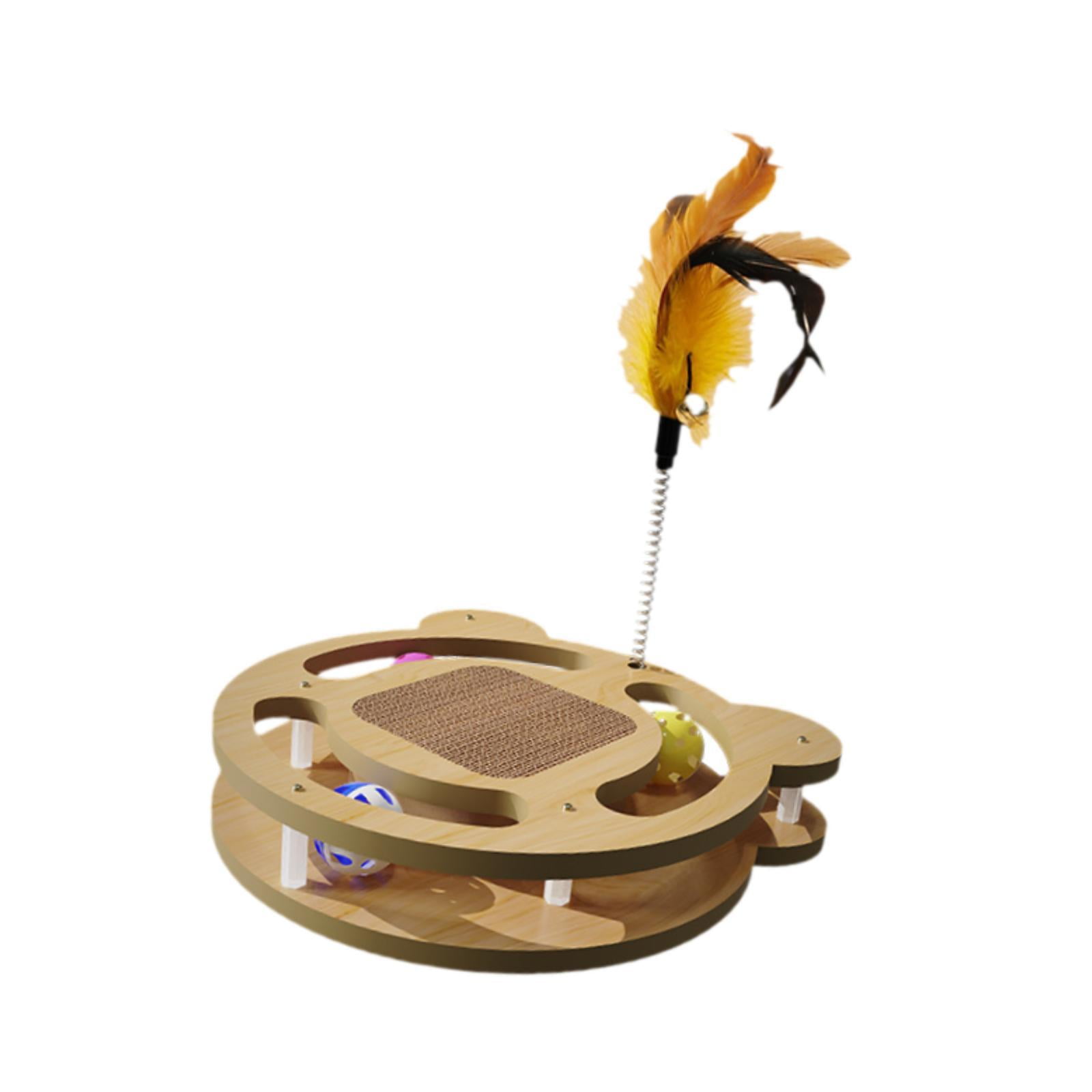 balikha 2 Level Cat Balls Track Toy Exerciser Game Creative with Feather for Kitten Interactive Cat Toy Cat Turntable Toy Kitten Cats