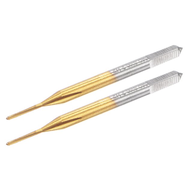 Unique Bargains M0.8 x 0.2 Cobalt High Speed Steel Straight Flute Machine Thread Tap Titanium Coated 2 Pack