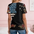 thumbnail image 7 of Women's Patriotic 250th Anniversary USA Shirt V-Neck Button American Flag Print Short Sleeve T-Shirts, 7 of 7