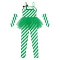 thumbnail image 6 of YiZYiF Girls Christmas Candy Cane Unitard Stripes Tulle Peplum Dance Performance Jumpsuit with Arm Sleeves Green 14, 6 of 7