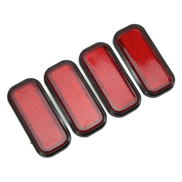  Réflecteur Rectangulaire, 4pcs Autocollant Réfléchissant ABS de  sécurité de Réflecteur Rectangulaire Universel pour Voiture Moto (Rouge)