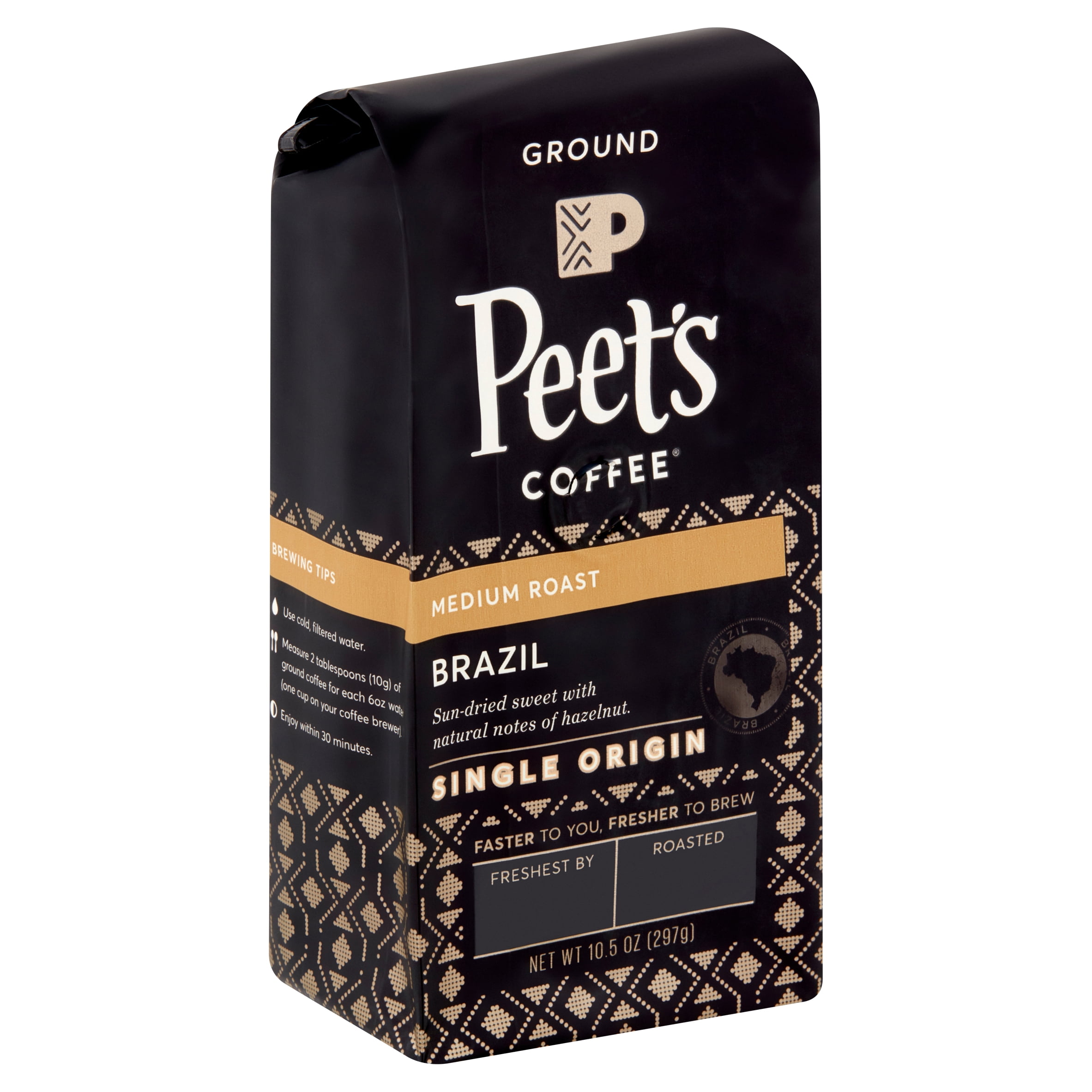 Peet's Coffee Brazil Single Origin Medium Roast Ground Coffee, 10.5 oz
