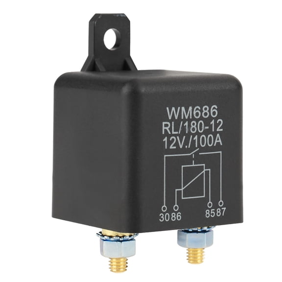 Car Starter Relay, 12Vdc 100A Battery Control Relay Stable Dustproof Normally Open 7.5 X 4.3 4.3Cm for 4.8W Dust Proof Function