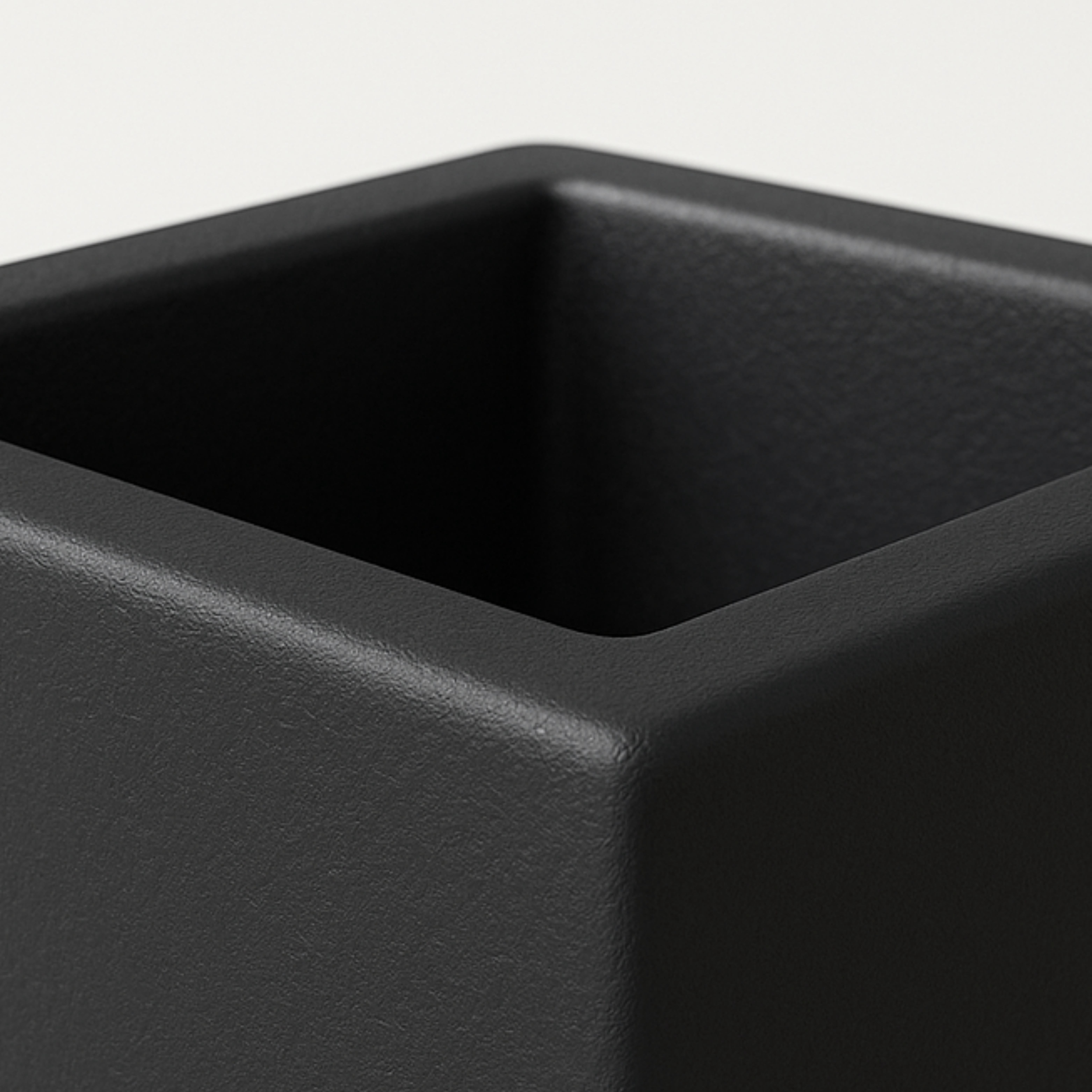 LeisureMod Terra Fiberstone and MGO Clay Planter, Mid-Century Modern Tall Square Planter Pot for Indoor and Outdoor (Black, 20 Inch)