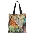 thumbnail image 1 of POGLIP Canvas Tote Bag Colorful Parrot Feathers Green Bird Close Color Exotic Reusable Shoulder Grocery Shopping Bags Handbag, 1 of 1