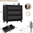thumbnail image 2 of FANRAL Rattan Large Nightstand,27.6"H Wood Tall Night Stand,Wide Modern 3 Drawers,Boho Bedside Table Narrow Side Table for Bedroom Living Room,Black Night Stand, 2 of 7