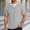 thumbnail image 2 of Knit Textured Short Sleeve Crew Neck Tee for Everyday Casual Wear Lightweight Top with Layered Design and Color-block Detail, 2 of 5