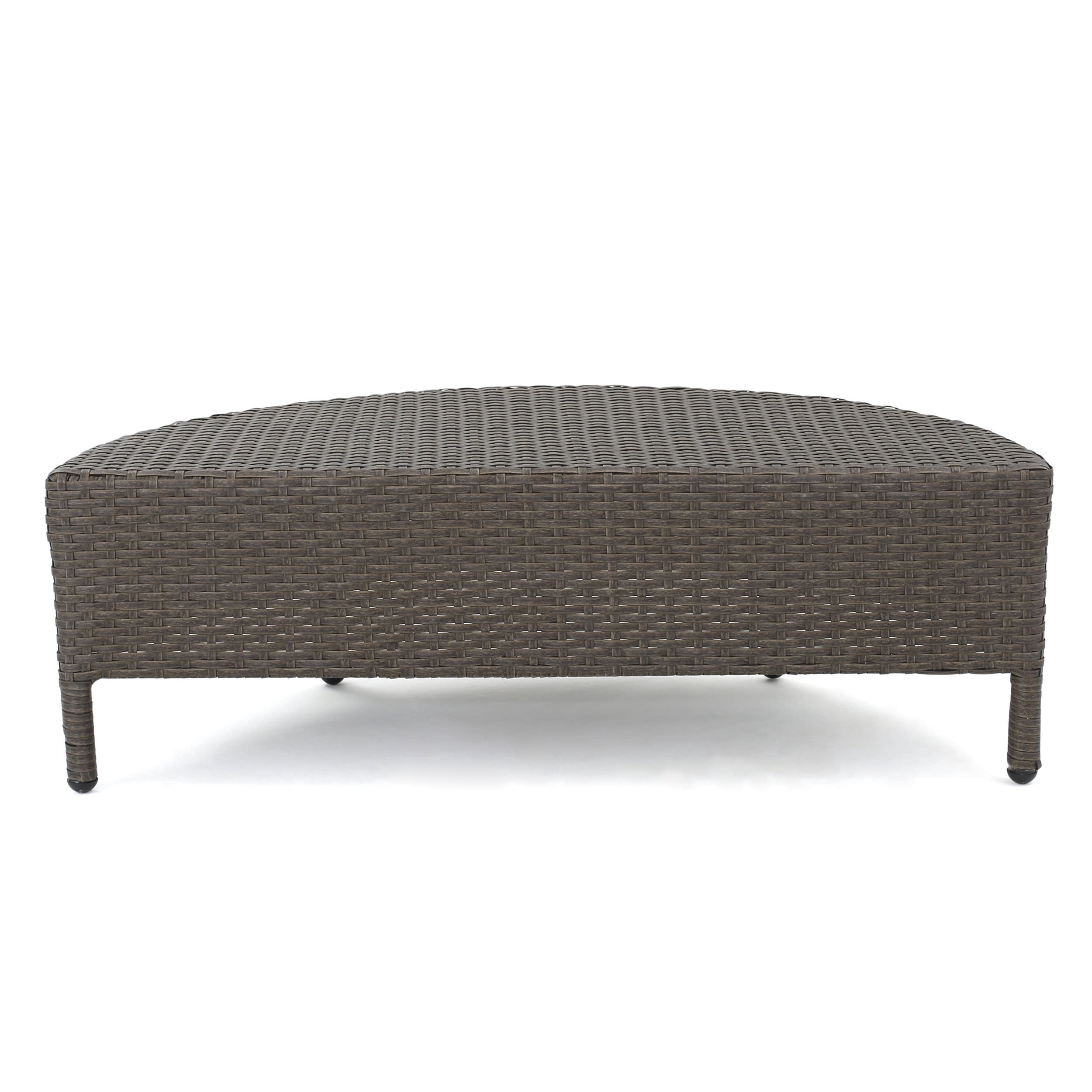 Adelina Wicker Outdoor Half-Round Coffee Table, Brown