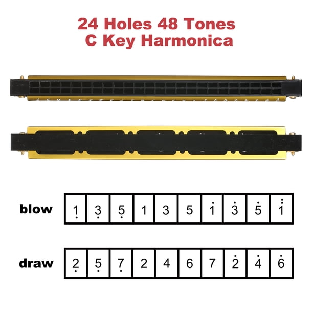 Armónica De 24 Agujeros, Clave De C - Diatónica, Para Blues, Folk, Ideal Para Principiantes Y Profesionales