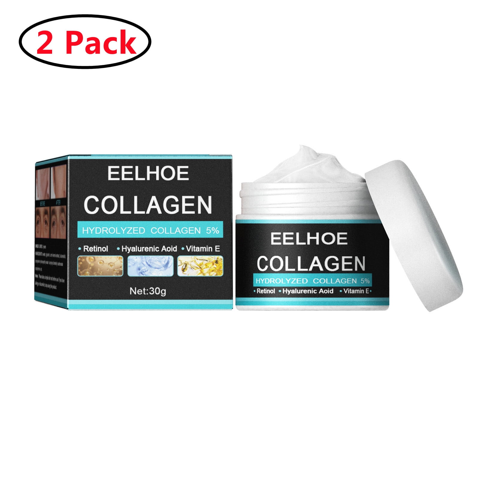 Men's Face Cream Moisturizer - Anti-Aging Cream for Men, Collagen, Retinol & Hyaluronic Acid - Day & Night -Anti Wrinkle,2 Pack