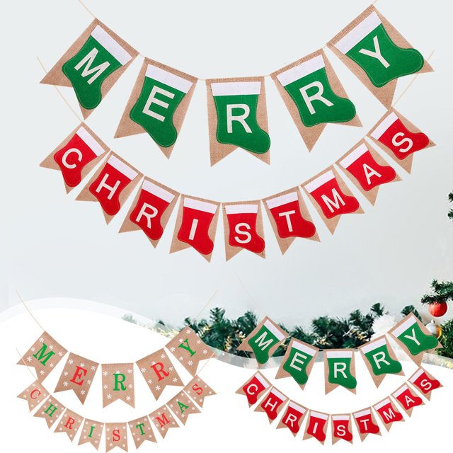 Ganfancp Decoraciones de Navidad Tirar de Las Banderas de Navidad Fiestas Decorar Pancartas Colgar Bunting Rebajas Hoy Liquidación 2*Laqqi