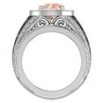 thumbnail image 3 of Morganite Wedding Ring Set 14K White Gold Halo Rings for Women 3.95 Carat, 3 of 5