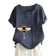 thumbnail image 1 of Gibobby Camisetas Mujer Baratas Manga Corta Top de lino y algodón para mujer, camisa clásica holgada con estampado de manga corta, blusa de talla grande, camis(Marina,G), 1 of 3