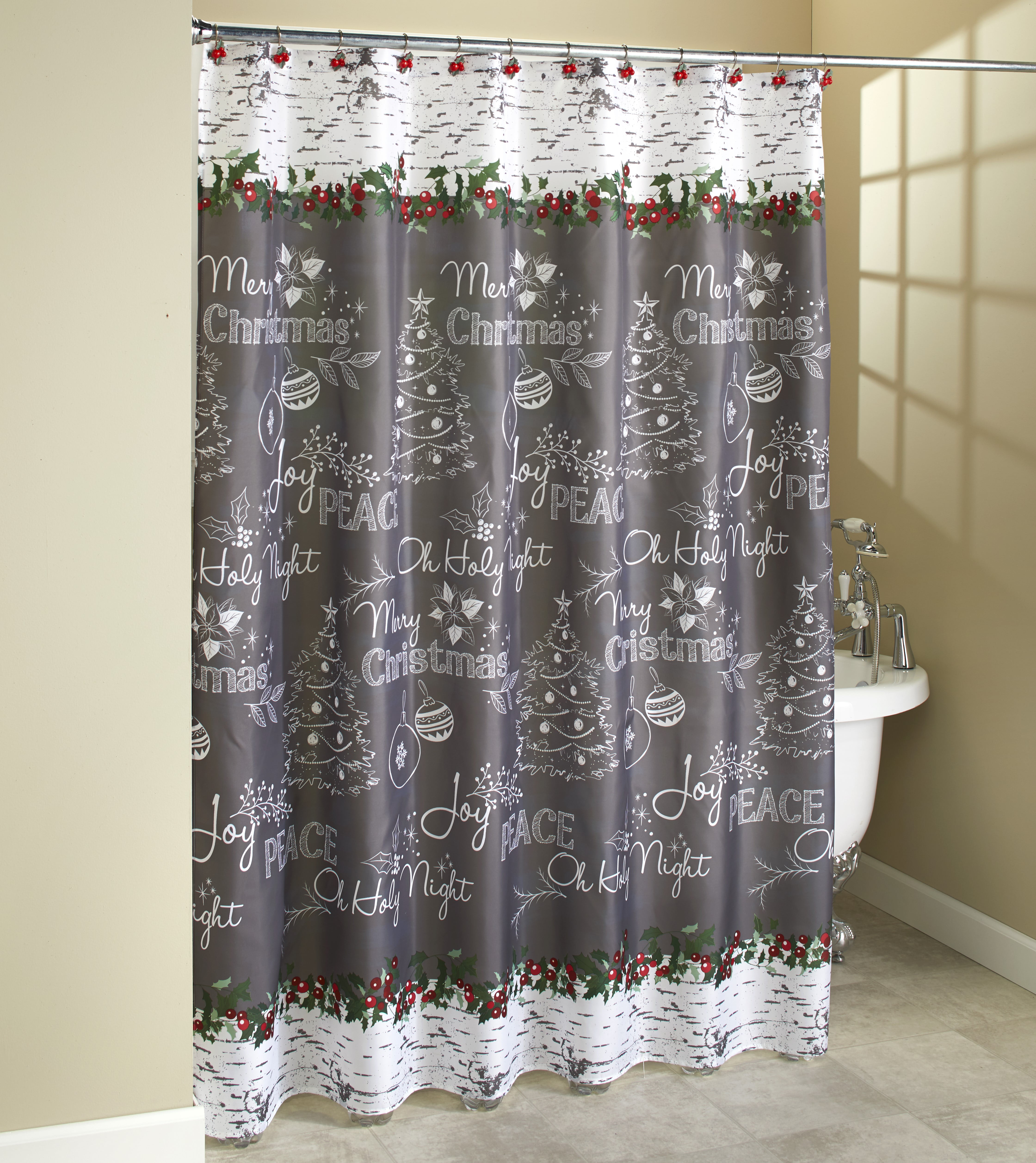 Waterproof Fabric Polyester Shower Curtain Hooks Xmas Holiday Naughty Snowman 