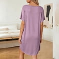 thumbnail image 4 of Naittoop Womens Nightgown Square Collar Short Sleeve Nightdress Solid Color Comfort Loose Loungewear, 4 of 5