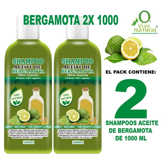 Bergamota 2X 1000 VIVONATURAL. 2 Shampoos Aceite de Bergamota 1000 ml