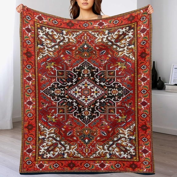 Bohemian Blanket Vintage Throw Blanket for Couch Bohemian style Enlarged Blanket,50”x40”Blue Oriental Medallion Sherpa Blanket Boho multiple sizes