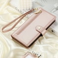 thumbnail image 7 of Allytechgroup Wallet Case for Apple iPhone 13 Pro, 9 Cards Holder + Zipper Pocket + Hand Wrist Shockproof Stand Flip Cover RFID Blocking Phone Case for Women Men, Pink, 7 of 7