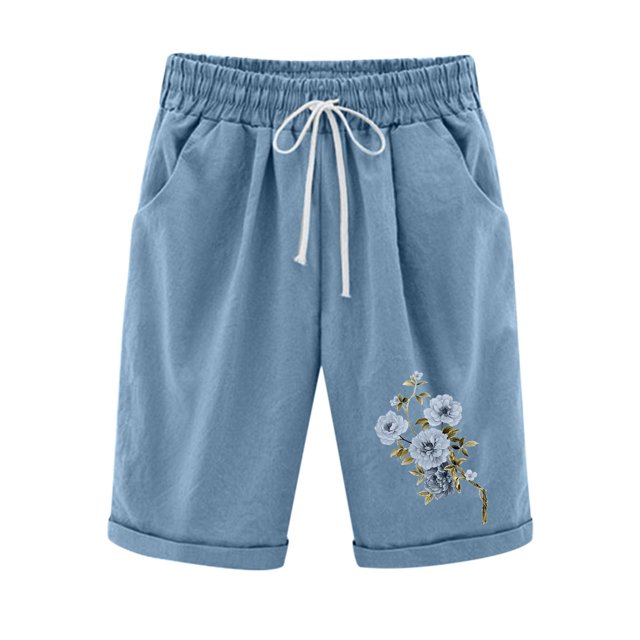 Birdeem Shorts Imprimés pour Femmes Taille Élastique pour Décontracté avec Poches