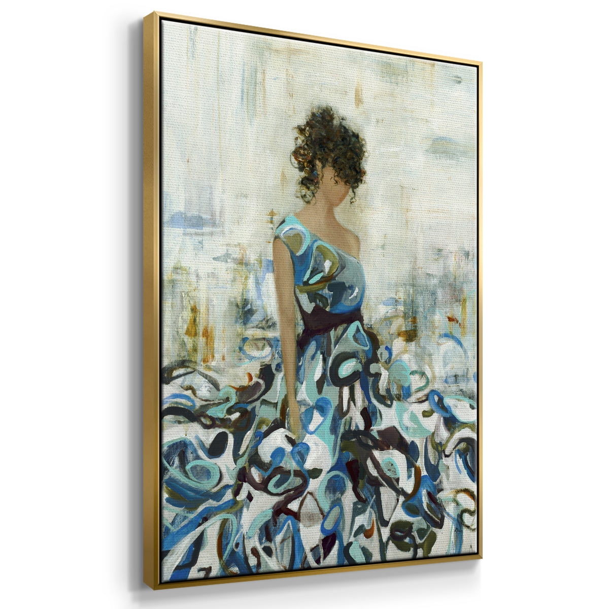 Fluid Beauty Framed Premium Gallery Wrapped Canvas - Ready to Hang - 25 x 37 - Gold Floating Frame