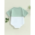 thumbnail image 4 of Spewahor Infant Baby Boys Romper Contrast Color Short Sleeve Crew Neck Pocket Jumpsuits Summer Casual Bodysuits, 4 of 9