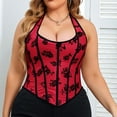 thumbnail image 6 of Lovskoo 2024 Women's Plus Size Renaissance Corset Lace Up Boned Overbust Corset Bustier Lingerie Bodyshaper Top Halloween Costume Gothic Shapewear Wine, 6 of 8