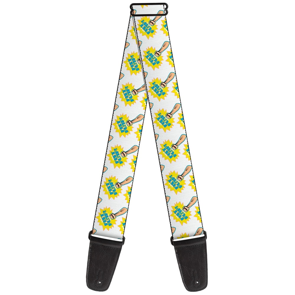 Buckle-Down Guitar Strap, Fist Pump White Yellow, 2 Inches Wide