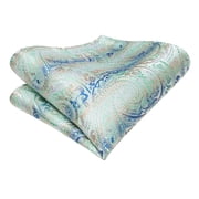 Hi-Tie Mint Green Paisley Silk Paisley Ties for Men Necktie Pocket Square Cufflinks Set Foral Tie Sets Formal Business