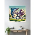 thumbnail image 2 of Shark And Octopus Biking Adventure Poster Wall Art, Modern Wall Decor For Living Room Bedroom, 16X16 UNFRAMED, 2 of 3