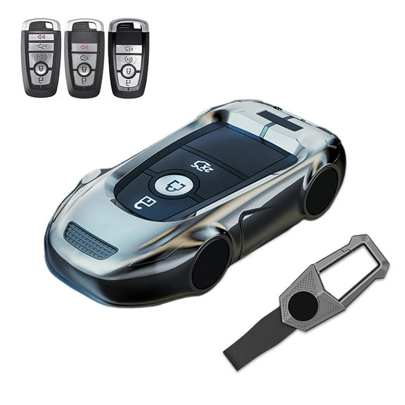Key Cover Case, Zinc Alloy Metal Key Fob Case Protector Shell Compatible with Ford Escape Expedition Explorer F-150 F-250 F-350 F-450 F-550 Maverick Mustang Lincoln Aviator