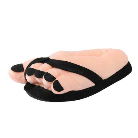 

ZTTD Cartoon Detail Novelty Slippers for Women and Men Warm Cotton Soft Plush Home Slippers Indoor Black