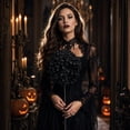 thumbnail image 5 of 2 Sticks Halloween Black Artificial Flowers,Gothic Silk Rose Bouquet with Long Stems,Fake Floral Arrangement for Home Table Vase Centerpiece Decor, 5 of 6