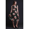 thumbnail image 2 of Bimba Black Peony & Anemone Floral Women Casual Sleeveless Floral Print Summer Swing Midi Dress-Small, 2 of 6