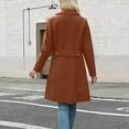 thumbnail image 5 of Women's Lapel Mid-Length Button-Down Woolen Coat for Fall and Winter, Classic Style, Winter Clothes for Women,Brown,M, 5 of 6