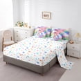 thumbnail image 3 of Erosebridal Cartoon Unicorn Bed in a Bag Twin size, Glitter Rainbow Bed Set, Monogrammed E Reversible Bedding Twin Size, Breathable Room Decor, 7 Pieces, 3 of 6