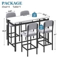 thumbnail image 7 of UHOMEPRO Bar Table Set for 4, Modern Counter Height Dining Set, Rectangle Dining Room Table with 4 Velvet Chairs, Compact Kitchen Table Set for Home Breakfast Nook, Gray, 7 of 7
