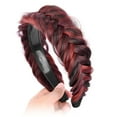 thumbnail image 5 of DIGUAN Wide Messy Braided Headband With Teeth Synthetic Hair Plaited Headband High Elasticity Braids Chunky Fishtail Braided Hair Band Hairpiece for Girls Women Beauty Accessory (Burgundy), 5 of 7