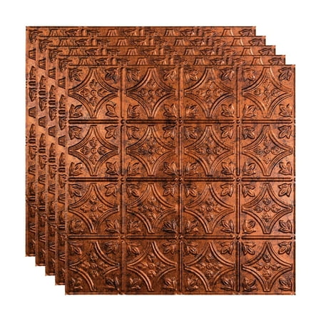 FASÄDE Traditional Style/Pattern 1 Decorative Vinyl 2ft x 2ft Lay in Ceiling Panel in Moonstone Copper (5 Pack)