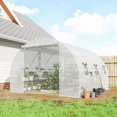 thumbnail image 2 of Outsunny 10'x11'x6' Walk-in Tunnel Greenhouse with Shelves, UV-Resistant PE Cover, Galvanized Steel Frame, Mesh Windows and Roll-Up Door for Outdoor Backyard Gardening, White, 2 of 8