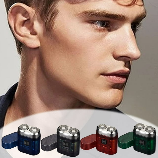 Estbridge Portable Mini Electric Shaver for Men with Transparent Design Dual Rotary Floating Head LCD Display USB Rechargeable Waterproof Travel Razor 4 Colors Available - Single Uni